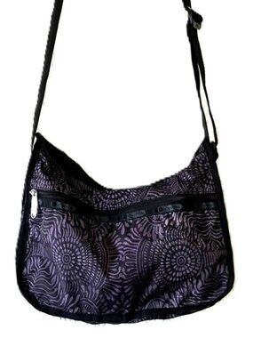 LeSportsac Everyday Crossbody/Shoulder Bag Purple Black Mandala Print